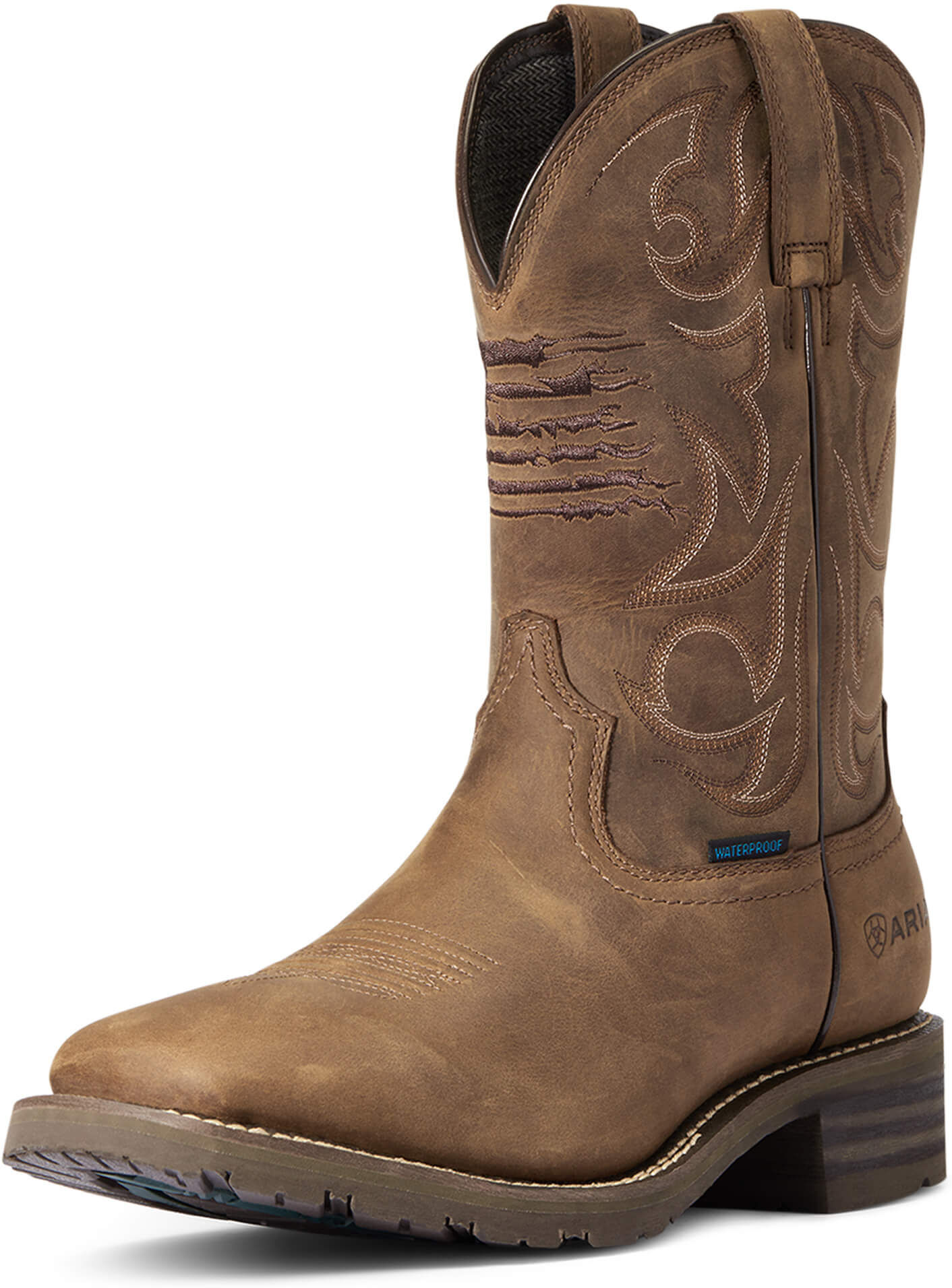 Men's Hybrid Patriot Waterproof Cowboy Boots in Distressed Brown, Size: 14 D / Medium by Ariat