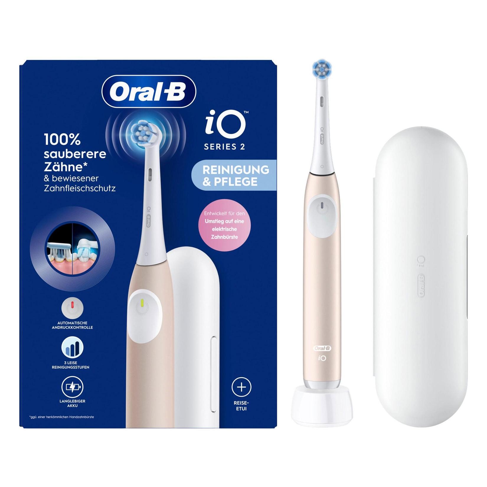 Oral-B iO Series 2 Calm Pink Zahnbürste (Entwickelt für Einsteiger, Oral-B's iO-Technologie, 3 leise Reinigungsstufen, automatische Andruckkontrolle, 2-Minuten-Timer, langanhaltender Lithium-Ionen-Akku)