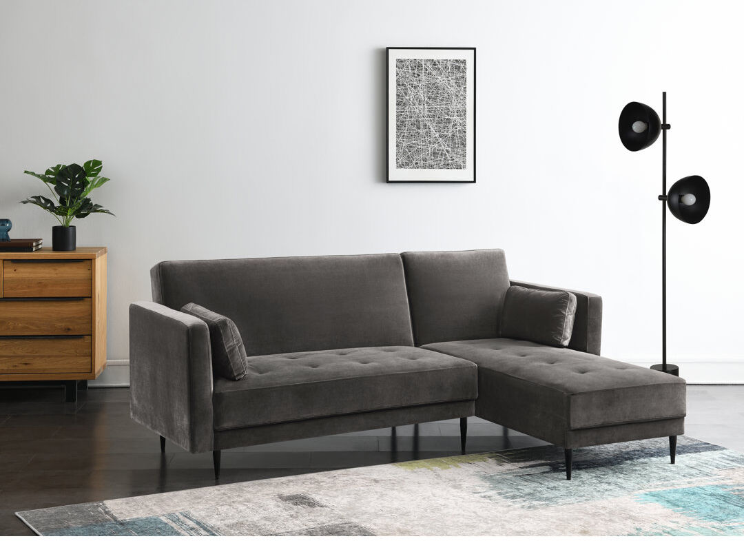 Etta Avenue Brutus Sleeper Corner Sofa Mink Grey 83cm H X 219cm W X 152cm D