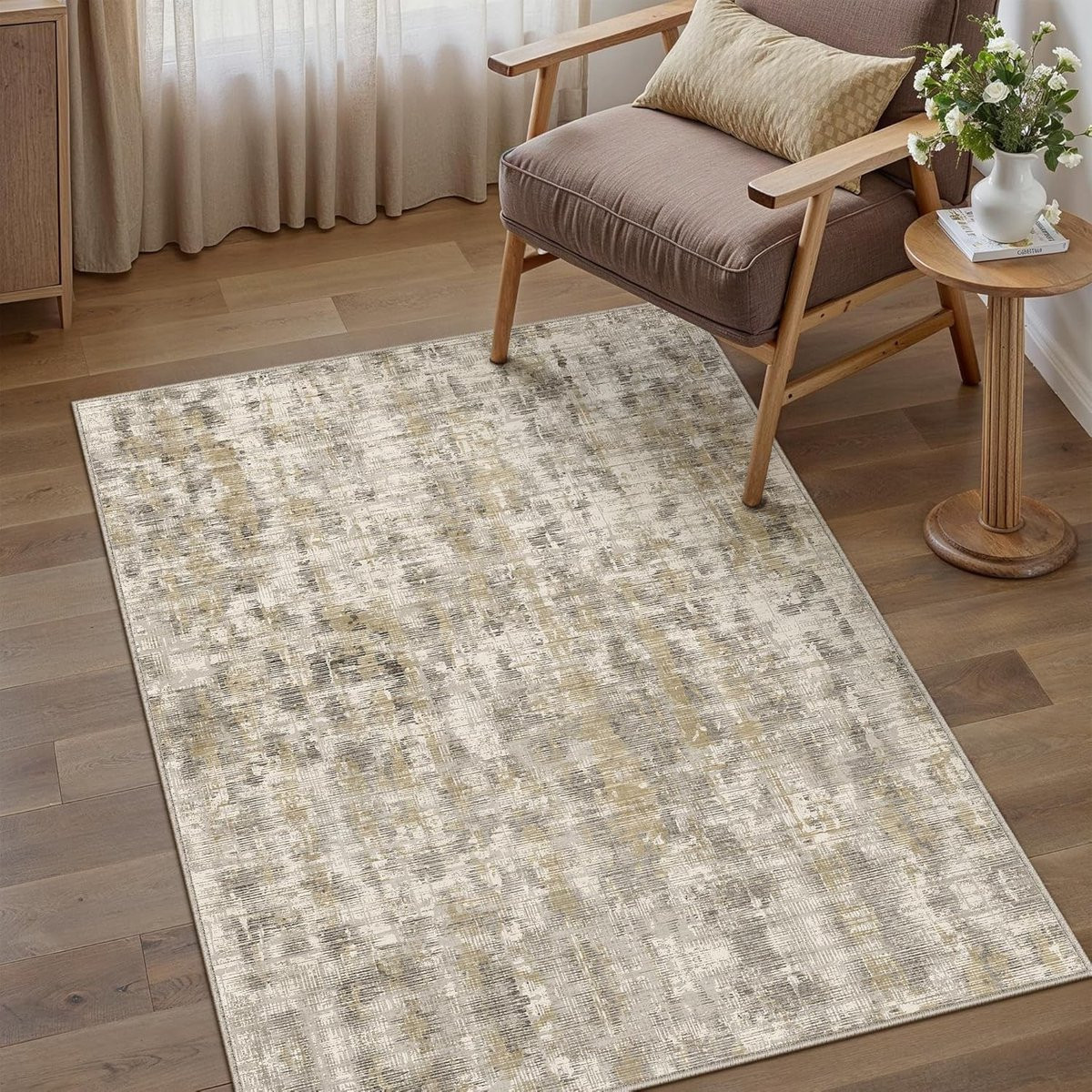 Modern Abstract Vloerkleed Bruin - Rechthoekig