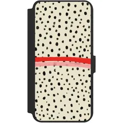 Nivocase Klapphülle für Samsung Galaxy S25+ Handyhülle aus Kunst Leder NIVOflip schwarz Kunst Punkte (Samsung Galaxy S25+), Smartphone Hülle, Schwarz
