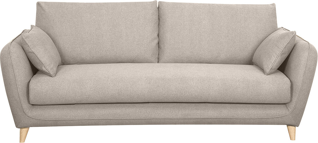 Miliboo Skandinavische Schlafcouch beige mit Matratze Dicke 10 cm 3-Sitzer CREEP