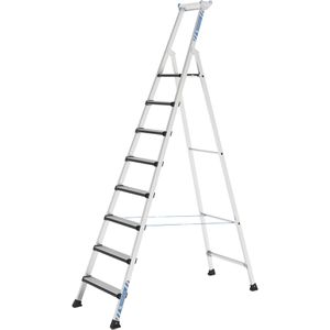Zarges Stehleiter Comfortstep S, 41426, mit Plattform, aus eloxiertem Aluminium, bis 150kg, mit 8 Stufen