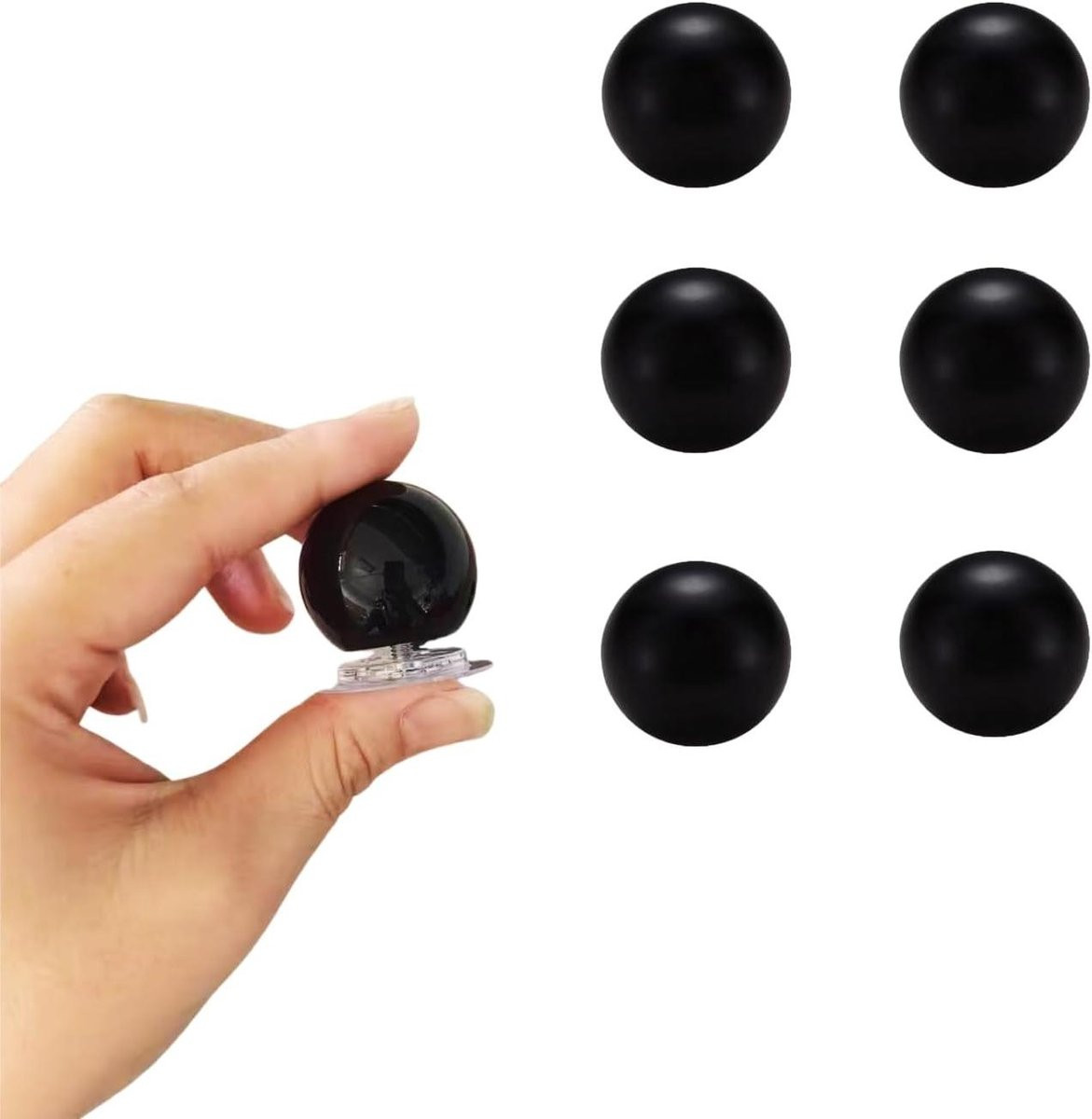 Zelfklevende kogelknoppen voor meubels, 6 stuks, zwart