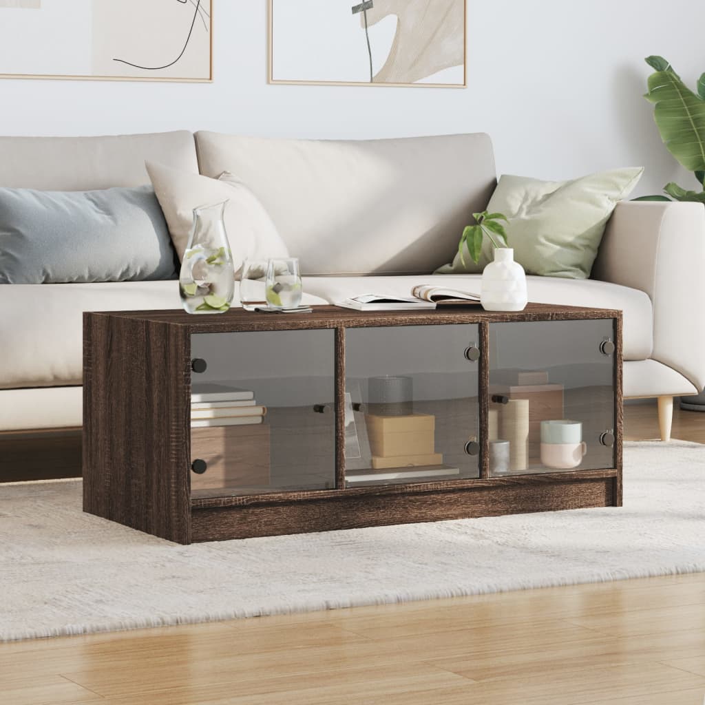 vidaXL Coffee Table Brown Oak Medium Engineered wood, Glass