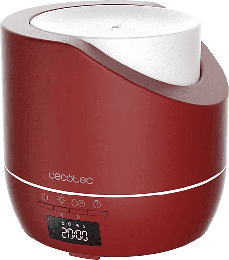 Humidificador - Cecotec PureAroma 500 Smart Garnet, 500ml, Pantalla LED, Temporizador 12h, Despertador, Cobertura 30m2, Rojo