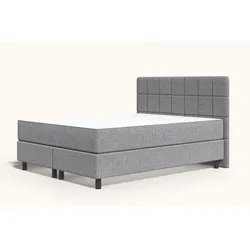 Emma Original Boxspringbett Komfort 180x210cm - hellgrau - Füße Schwarz - Kopfteil gesteppt