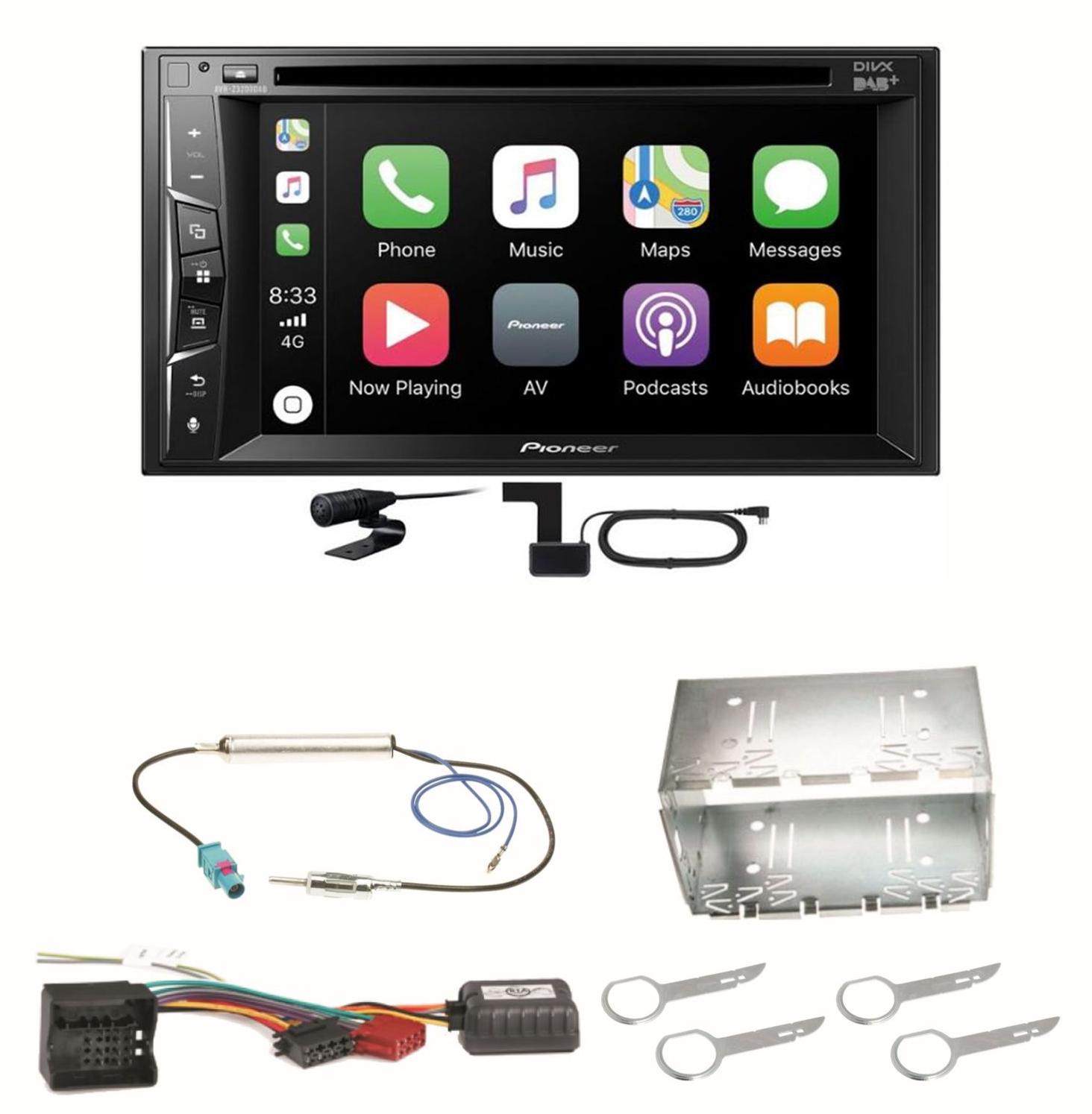 Pioneer AVH-Z3200DAB Carplay Bluetooth Digitalradio Einbauset für Fox Polo 9N3