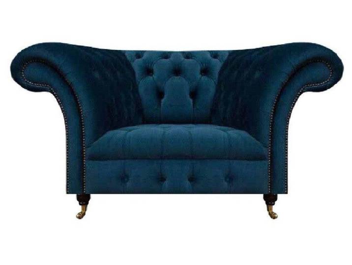 Xlmoebel Chesterfield-Sessel Dunkelblauer Designer-Sessel mit Chesterfield-Design und Holzfüßen (Sessel), Hergestellt in Europa