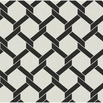 A-Street Prints Payton Black Hexagon Trellis Wallpaper
