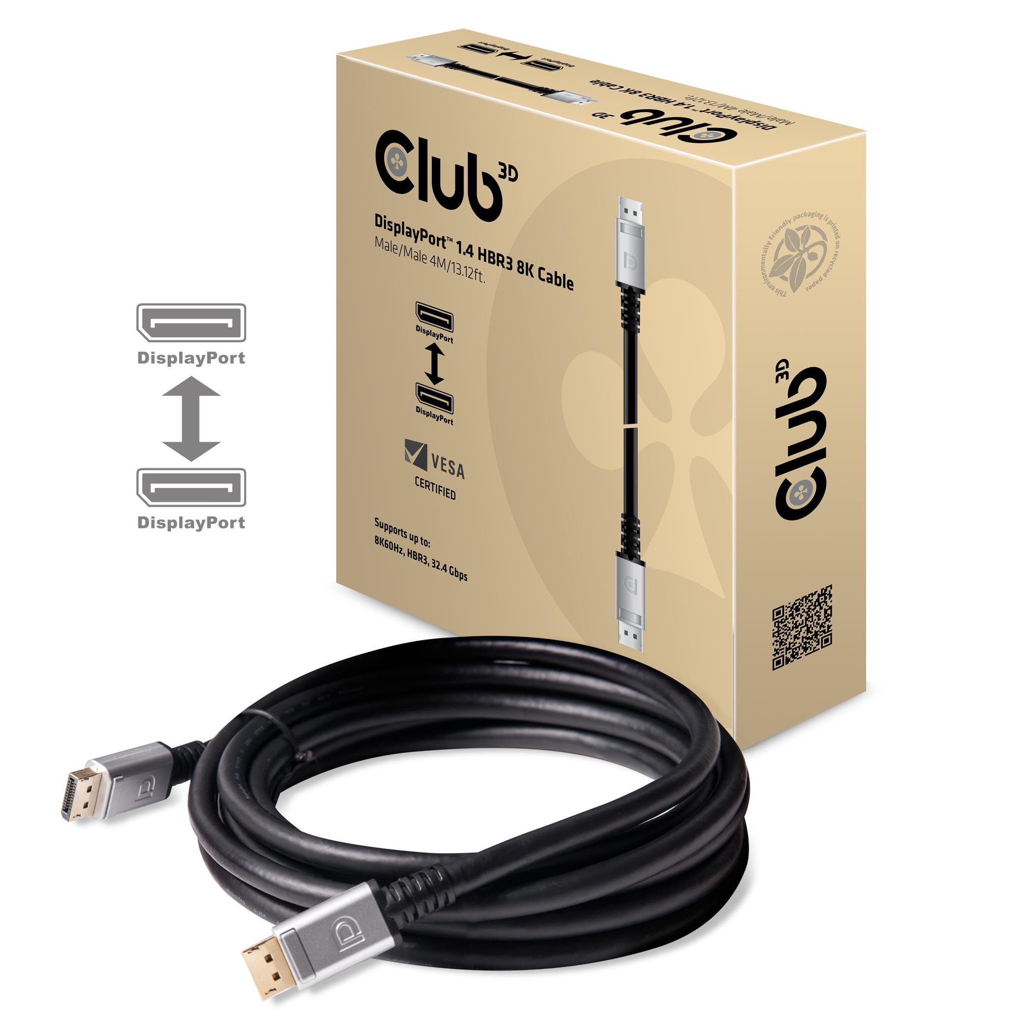 Club 3D CAC-1069 DisplayPort 1.4 HBR3 8K Kabel M/M 4m