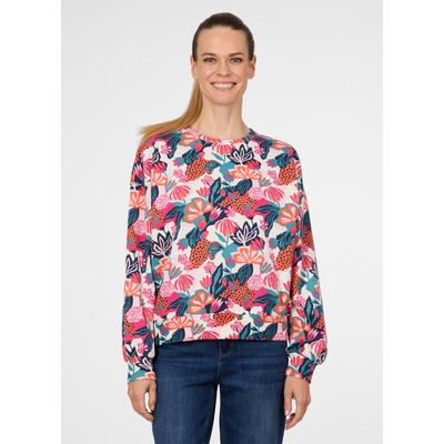 Sweatshirt RAGWEAR "WUSS PRINT", Damen, Gr. M, bunt (ivory), Sweatware, Obermaterial: 50% Baumwolle, 50% Polyester, bedruckt, normal, Rundhals, Sweatshirts Sweatshirt, mit bedruckter Optik, im casual Stil, aus Baumwolle und Polyester