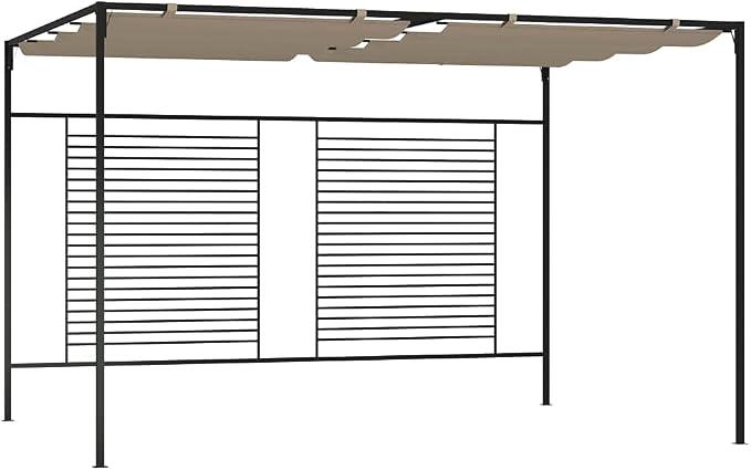 Partyzelt Pavillon mit Ausziehbarem Dach 3x4x2,3 m Taupe 180 g/m², Gartenpavillon Zelt Stabil Gartenzelt für Strand Hochzeit Camping
