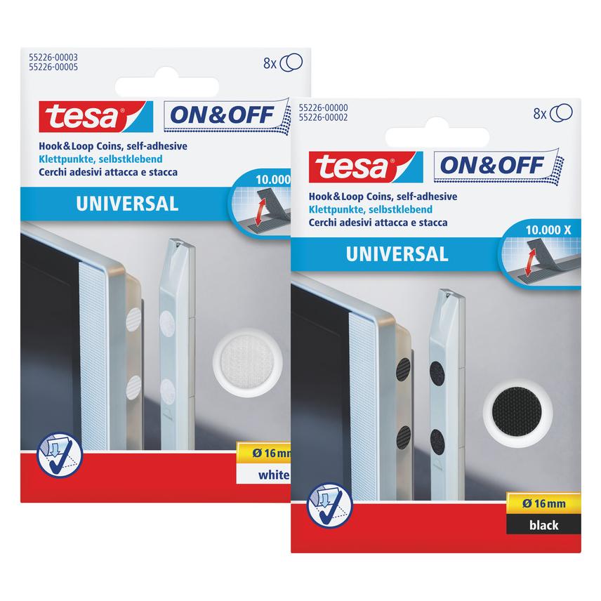 tesa On&Off Klettpunkte, selbstklebend (16 mm, 1 kg) (55226-00003-01)