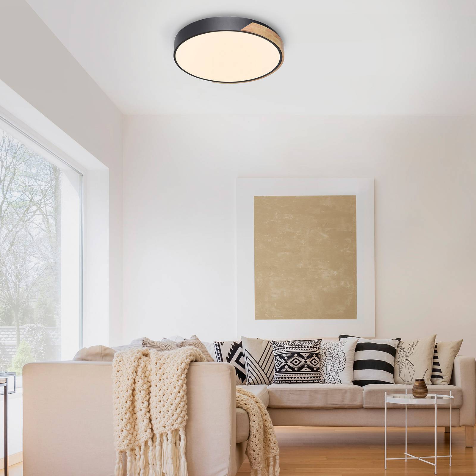 Q-Smart-Home Smart Ceiling Light Q-BILA, dimmable, Black, Living / Dining Room, metal