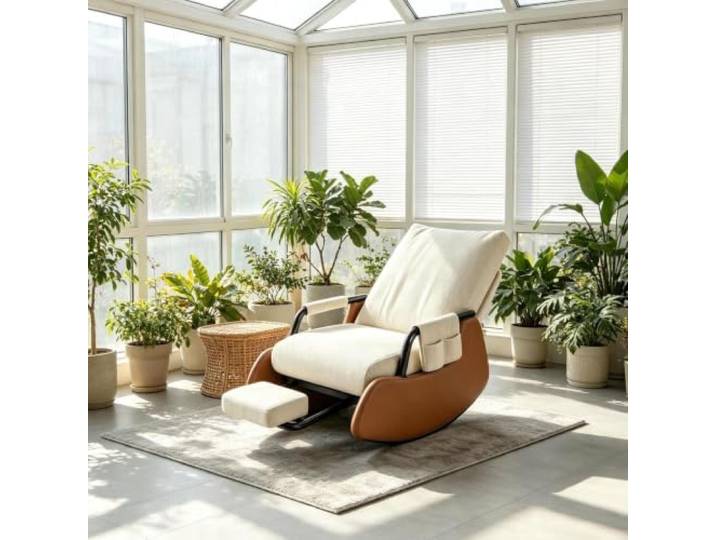 kumamart Relaxsessel mit Hocker - mit Praktischer Seitentasche Wohnzimmersessel mit harmonischer Wippfunktion und durchdachter Seitenaufbewahrung.