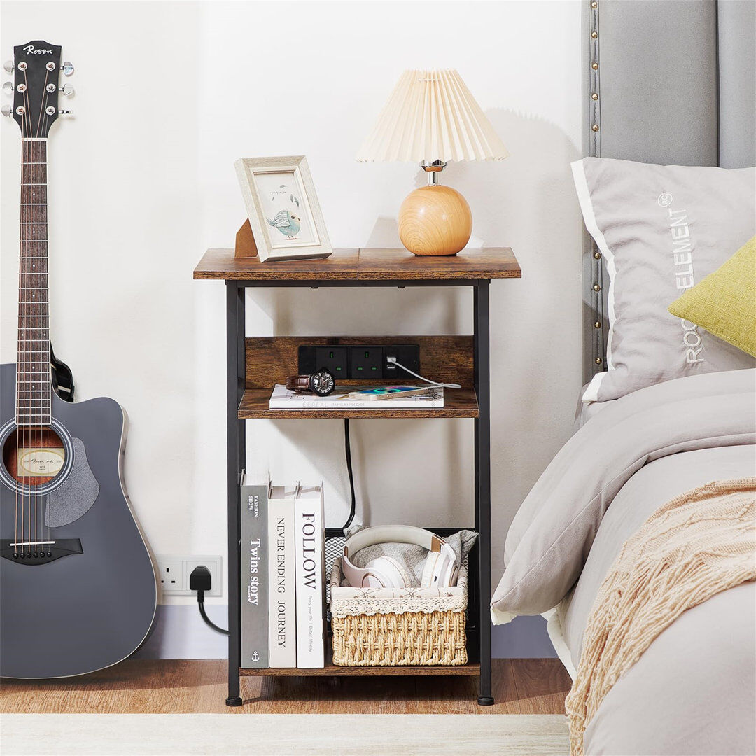 Brambly Cottage Record Player Stand With Charging Station Brown 64.9cm H x 47.9cm W x 39.9cm D