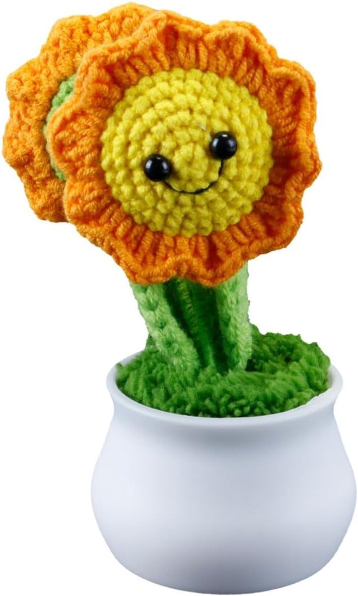 Handgemaakte gehaakte zonnebloem in pot - Emotioneel steuncadeau voor moeder of vriendin