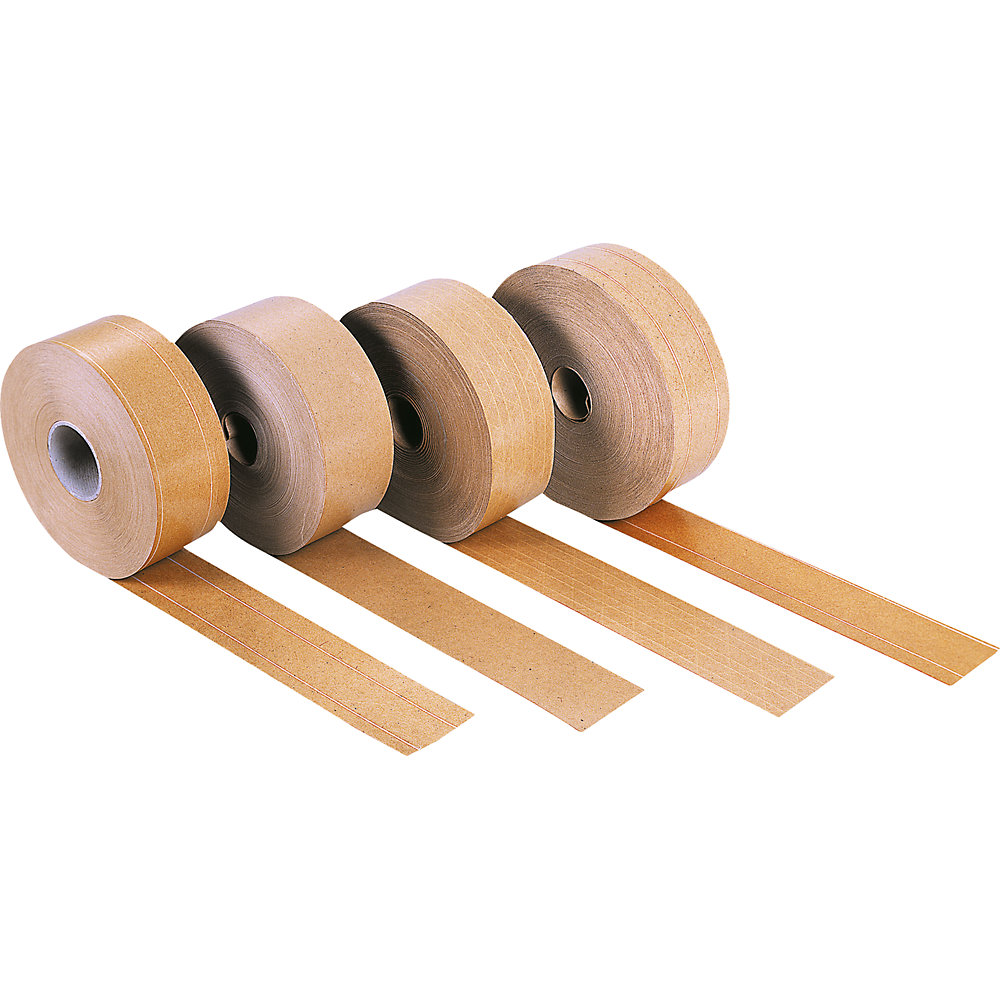 Nassklebeband, fadenverstärkt, Bandbreite 70 mm, 75 g/m² Papiergewicht, Palette mit VE 384 Stk ratioform