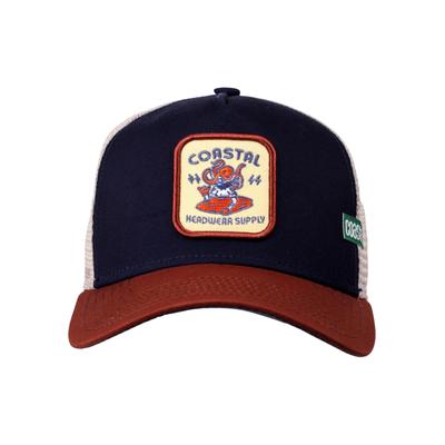 Trucker Cap COASTAL "Coastal Trucker Cap HFT Headwear Supply", Herren, Gr. onesize, blau (navy, wood), 60% Baumwolle, 40% Polyester, Caps