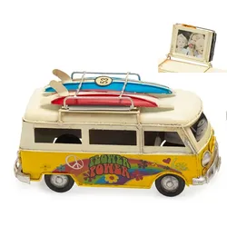 Bus Flowerpower gelb 16,5x7,5x9,5 cm + Rahmen, Dekorahmen