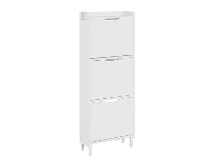 Sobuy Meuble À Chaussures Blanc Avec Plateau Intégré Rangement À Chaussures Pliable 3 Portes Étagère À Chaussures En Mdf Pour Entrée 50×19×131 Cm Capacité De Charge 25 Kg Fsr151-h-e-w