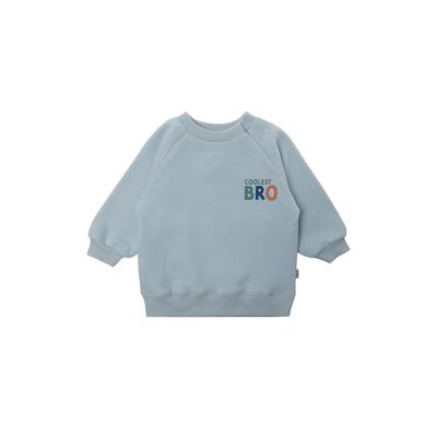 Sweatshirt LILIPUT "Coolest Bro", Jungen, Gr. 110/116, blau (hellblau), 80% Baumwolle, 20% Polyester, bedruckt, normal, Rundhals, Sweatshirts Sweatshirt, mit Bündchen am Ärmel