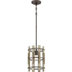 Hängeleuchte Deckenleuchte Pendellampe Rustikal Holzelemente Stahl D 22,9 cm
