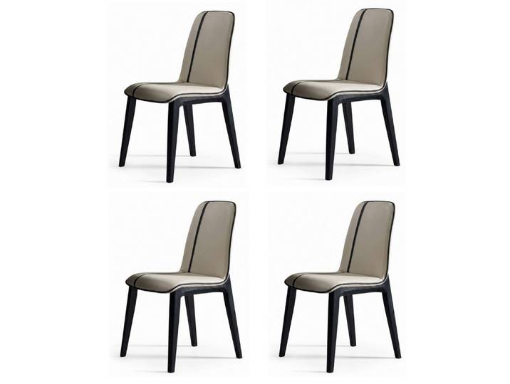 Xlmoebel Sitzgruppe Skandi Esszimmerstühle 4er Set Kunstleder Beige Holz, (4-tlg., 4er-Set)