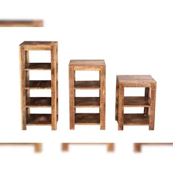 Möbilia Regal mit 3 Böden | Mango-Holz massiv | B 44 x T 44 x H 80 cm | natur | 22020002 | Serie REGAL