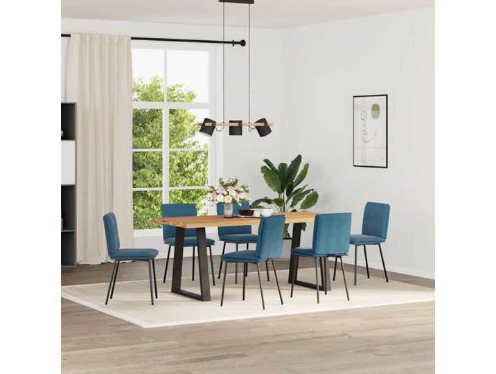 Meuble Chaises à manger lot de 6 bleu velours SIEGE - ASSISE FF6709