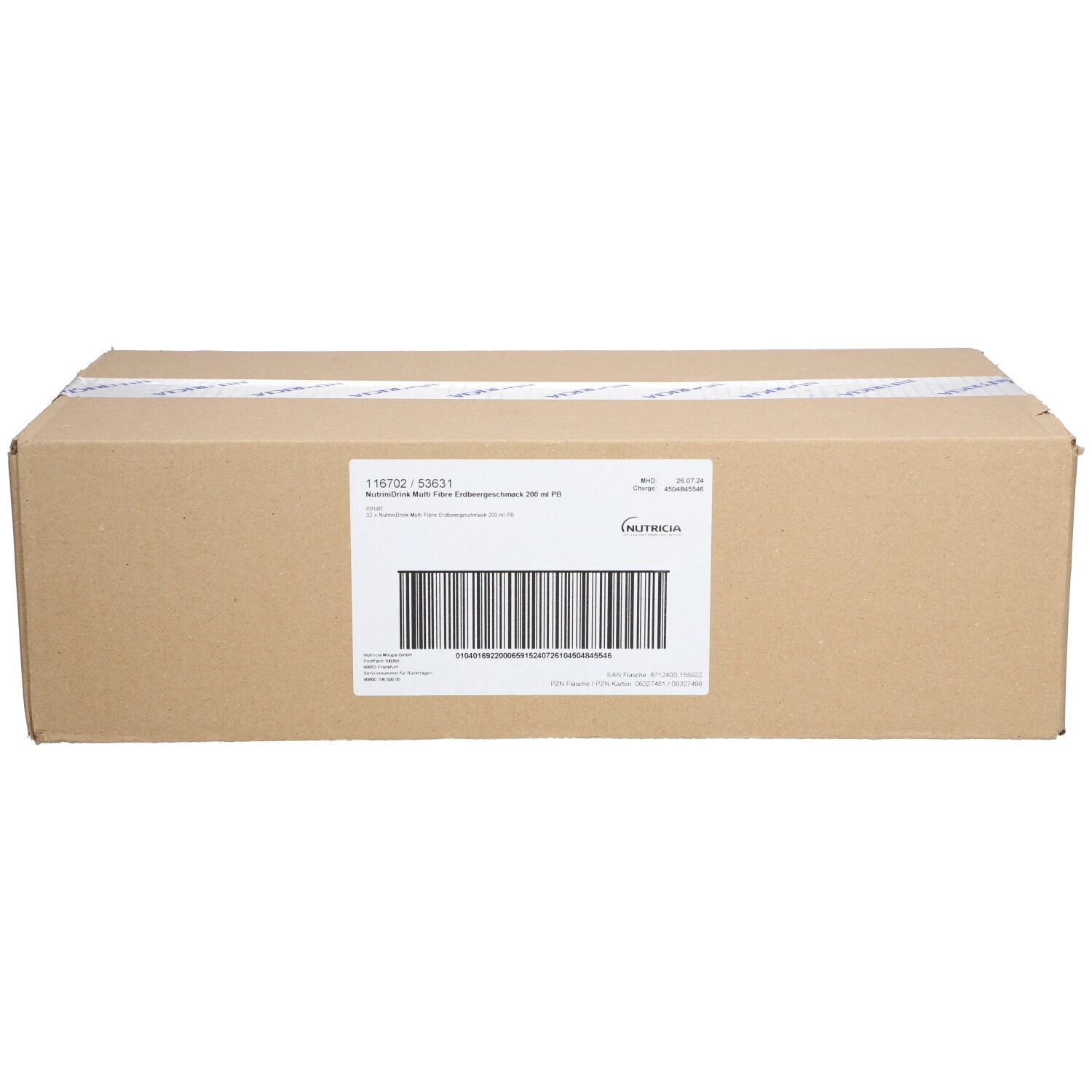 Nutrinidrink MultiFibre Erdbeergeschmack 32x200 ml Flüssigkeit