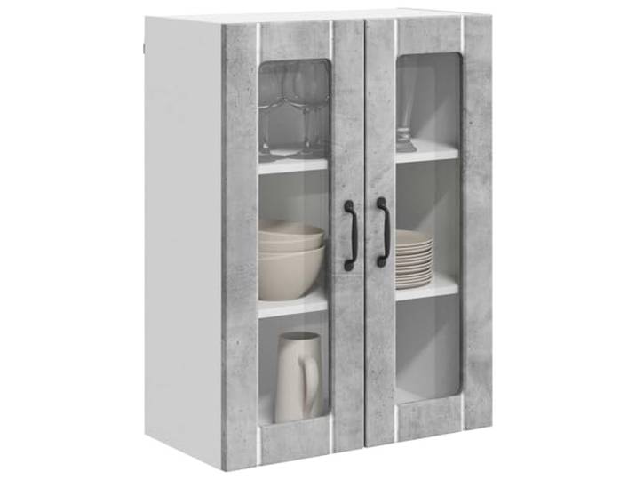 KTHLBRH LUCCA Wandschrank aus Glas, betongrau, 60 x 31 x 80 cm Technisches Holz, robuste Struktur, modernes Design, Spülmaschinentafel