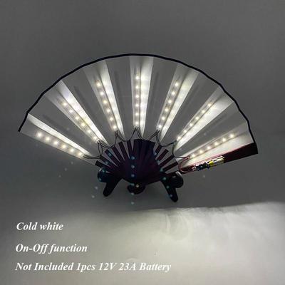 Inspired Finds LED Neon Folding Rave Fan Luminous Party Hand Fan For Festivals & Events 10in On Cool Ice Fan
