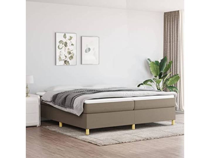 RJPLMFV Lattenrost mit Matratze, Taupe, 200 x 200 cm Taschenfedern, mittelharte Unterstützung, atmungsaktives Gewebe, Latten aus Sperrholz, Bedienungsanleitung im Lieferumfang