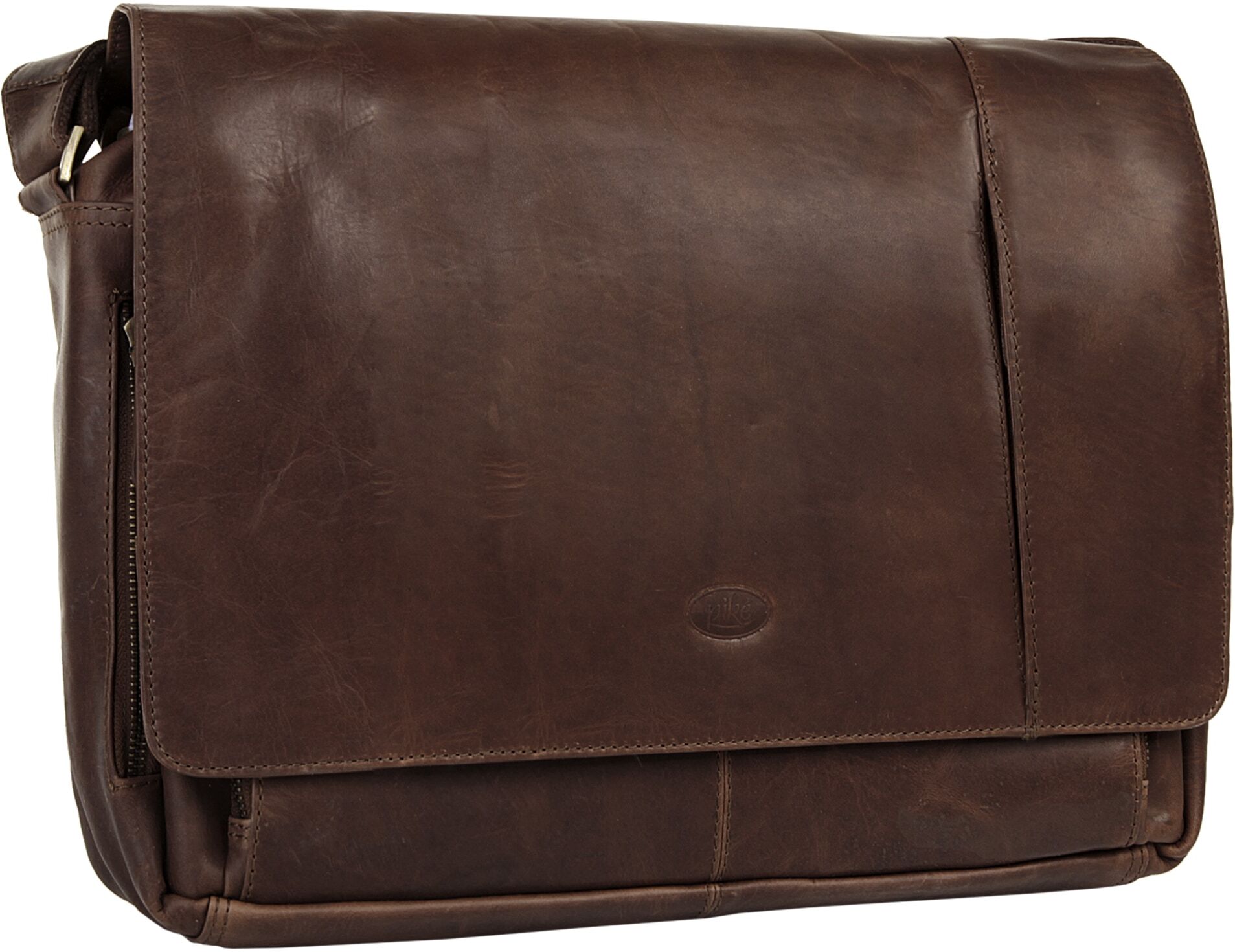 Messenger Bag PIKÉ "PIKÉ Damen, Herren echt Leder", Damen, Gr. B/H/T: 38cm x 29cm x 10cm onesize, braun, Leder, gepflegt, Taschen Messenger Bag, echt Leder