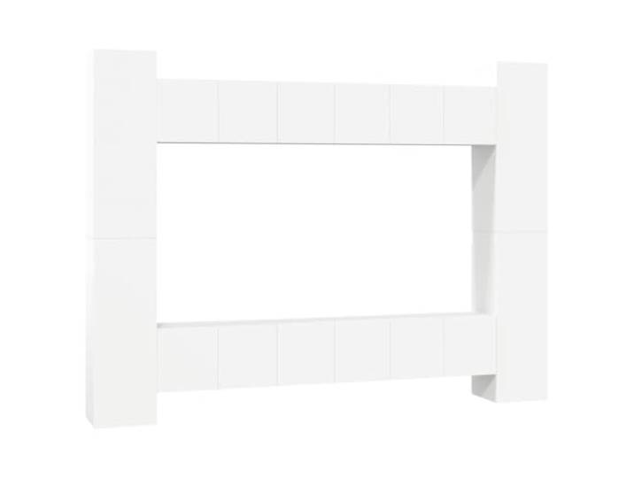 Favemtsl 10-tlg. TV-Schrank Set Wandmontage Hängend Weiß Holzwerkstoff Modulare Hängeelemente für Wohnzimmer und Schlafzimmer mit variablen Fächern für strukturierte Medienorganisation.