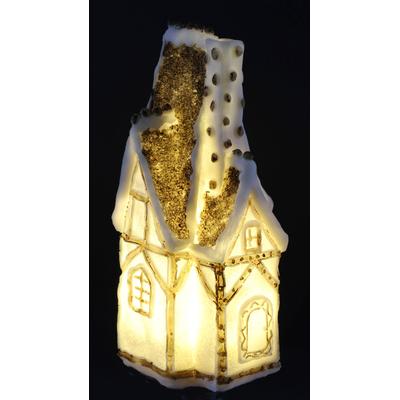 Dekofigur I.GE.A. "Haus", gold (weiß), B:10cm H:24cm, Polyresin, Dekofiguren, Weihnachtsdeko aus Polyresin, Höhe ca. 24 cm