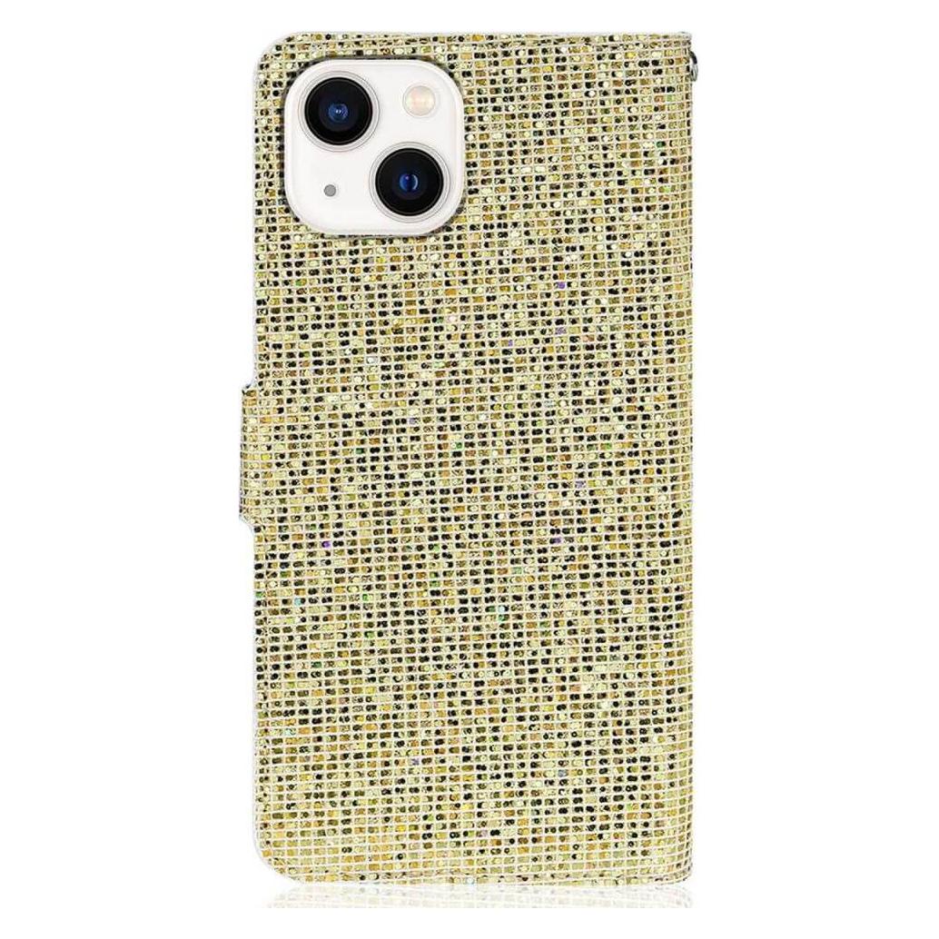 Cover-Discount iPhone 14 - Glitter Leder Etui gold (Apple iPhone 14) (660106174C)