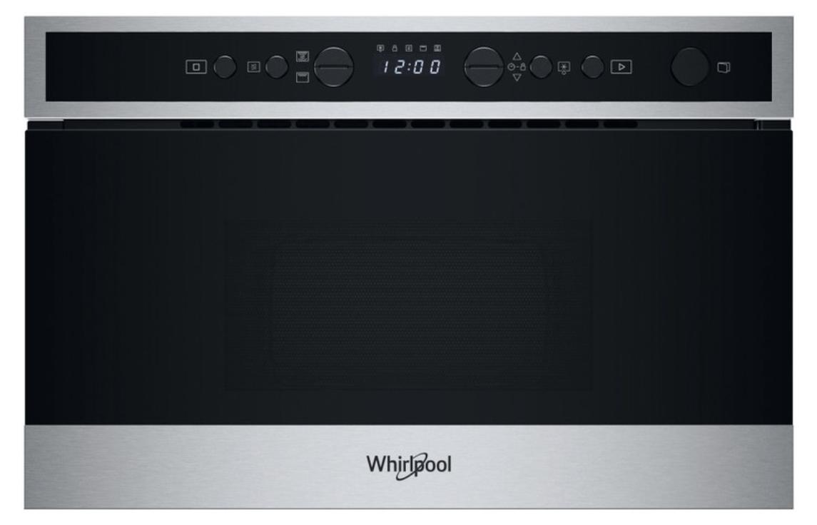 Whirlpool WMN4I4BX, Integriert, Grill-Mikrowelle, 22 l, 750 W, Eingebautes Display, Tasten