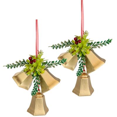 Dekohänger I.GE.A. "Glocken", gold, B:9cm H:25cm, Kunststoff, Dekohänger, zum Hängen, 2er Set, Weihnachtsdeko Kranzdeko