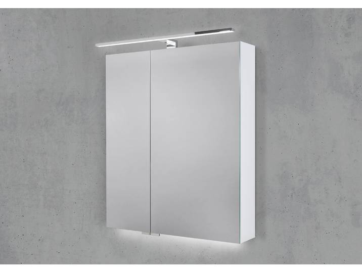 Spiegelschrank 60 cm mit MULTI Light LED Chrom Beleuchtung Doppelspiegeltüren