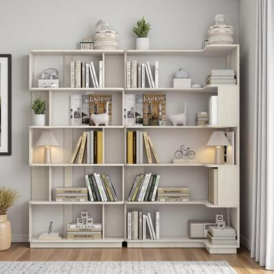 ZWYO HOSIMU "64.6"" H Set of 2 Corner & Extendable Bookshelf, Space-Saving Display Shelf, Freely Combinable Storage for Living Room Study"