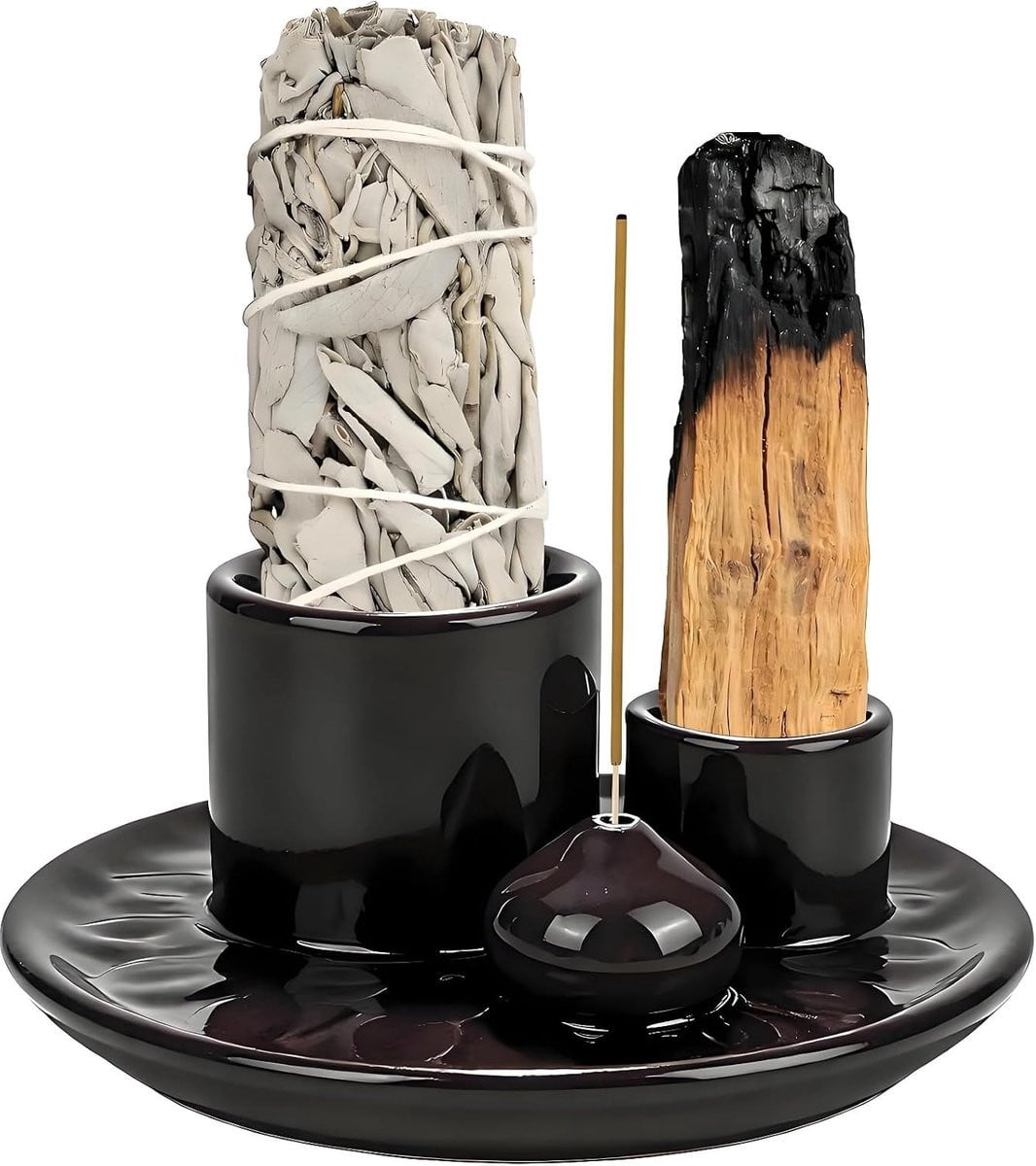 Palo Santo wierookhouder - Handgemaakte 4-in-1 keramische brander voor spirituele reiniging