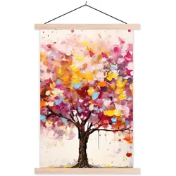 POSTER MIT MAGNETLEISTEN Aquarell - Baum - Kunst - Abstrakt Wandbild Schlafzimmer 60x90 cm