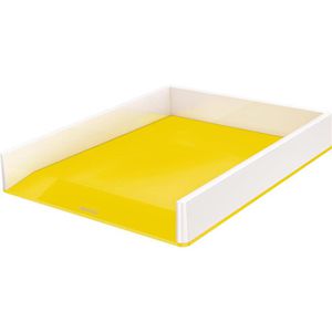Leitz Briefablage 5361-10-16, WOW Duo Colour, A4, weiß / gelb, stapelbar, Kunststoff