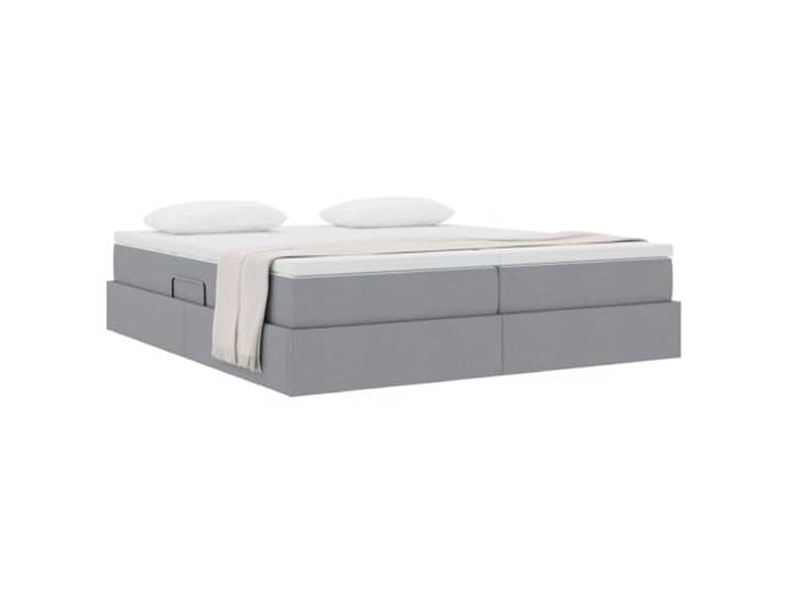 KTHLBRH Boxspringbett mit Matratze, Hellgrau, 180 x 200 cm Hydraulisches Heben, Metallrahmen, mittlere Festigkeit, max. 280 kg