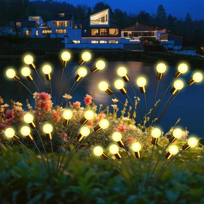Useful Little Things 8 Piece Solar Firefly Garden Lights LED Wind Sway Landscape Pathway Lights warm 2pcs 6led