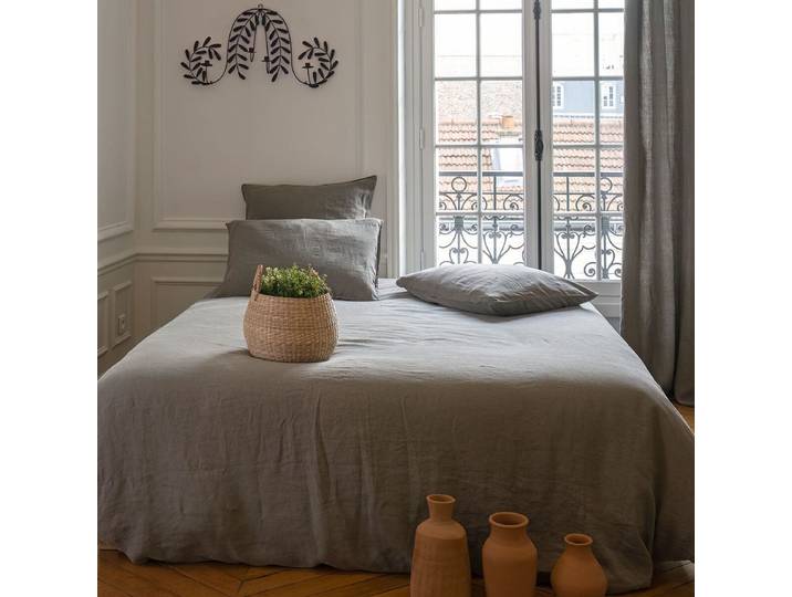 Housse de couette en lin lavé vert de gris - 240x220cm Oslo