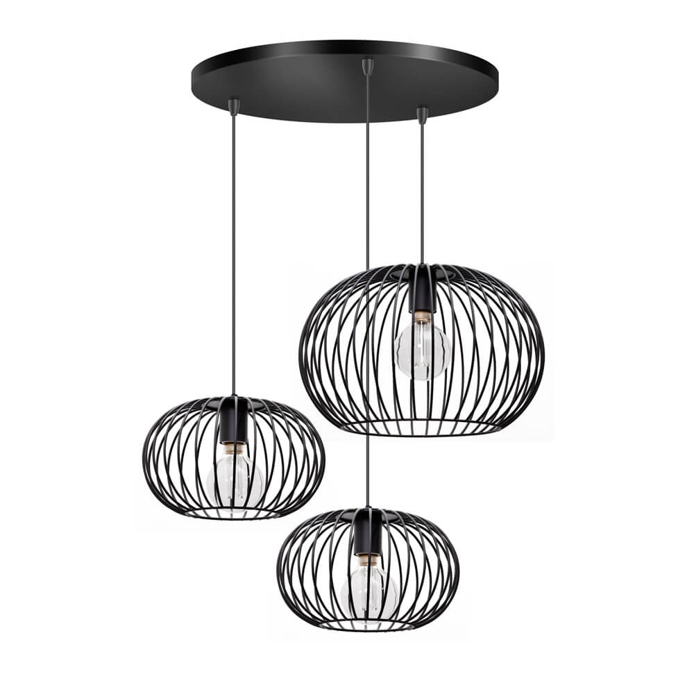 ETH Wire 2 Draad hanglamp 3-lichts zwart